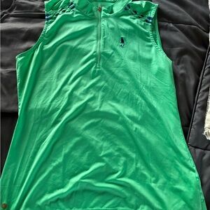 Women's Sleeveless Green Golf Shirt - Green Monkey logo